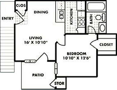 A0 - One Bedroom / One Bath - 456 Sq. Ft.*