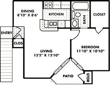 A1 - One Bedroom / One Bath - 521 Sq. Ft.*